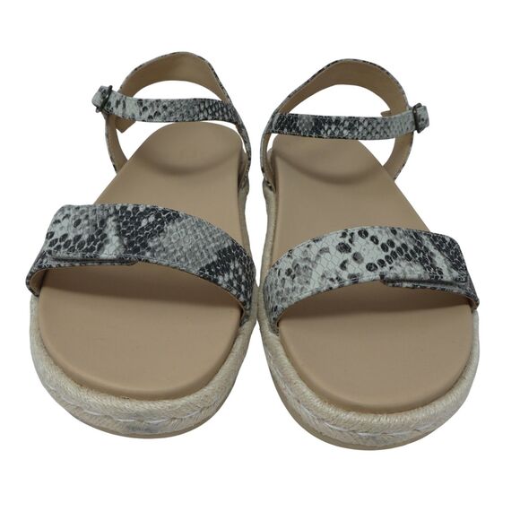 Abeo Isle Strap Gray Snakeskin Print Leather Open Toe Espadrille Flats Sandals - Picture 6 of 13